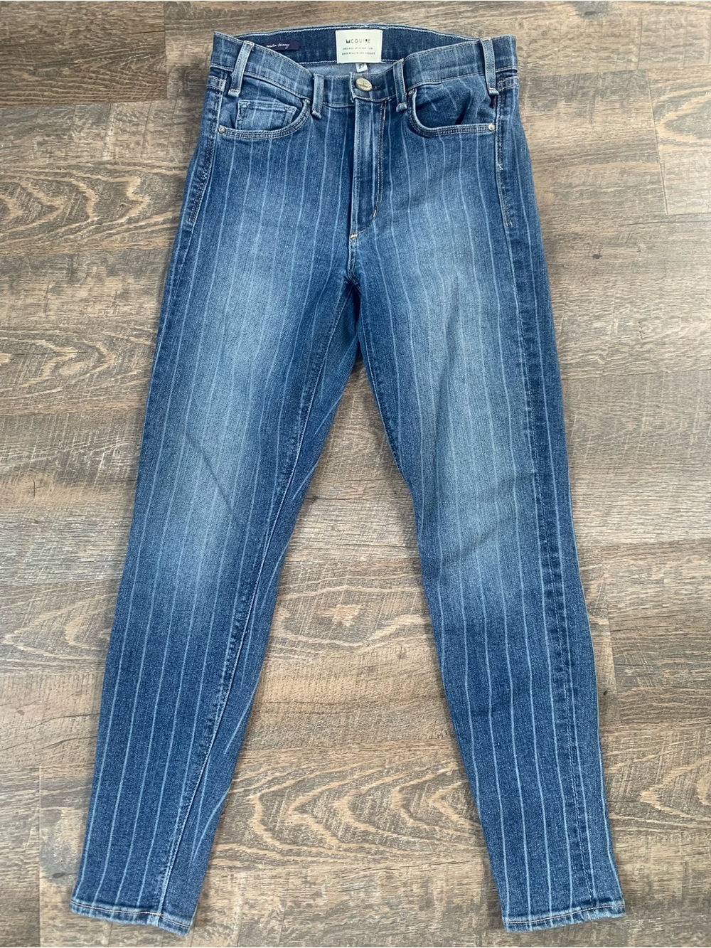 Chic McGuire Y2K  Blue Pinstripe Slim Jeans
